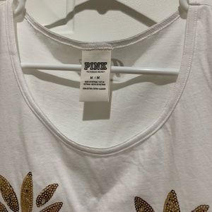 PINK Victoria's Secret Tops - PINK tank top white and gold PINK Victoria's Secret Tops - PINK tank top white and gold
